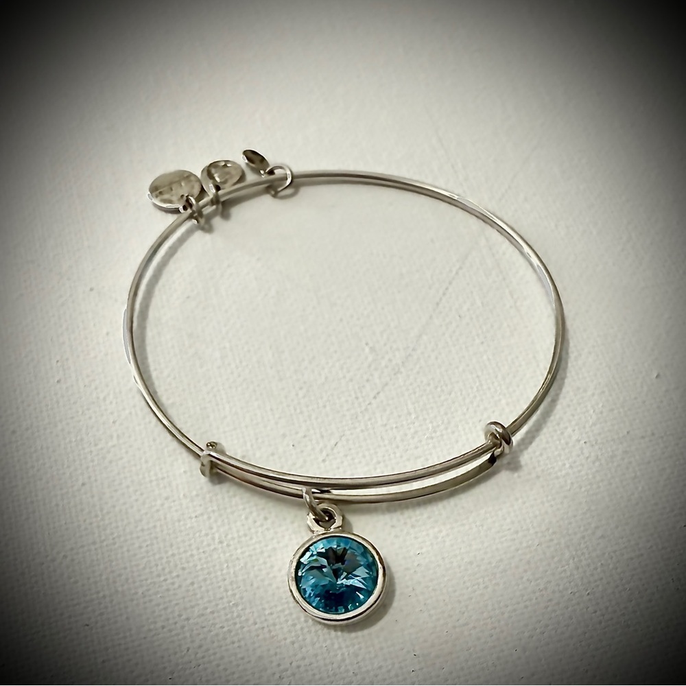 Alex and Ani Silver Bracelet with Blue Charm